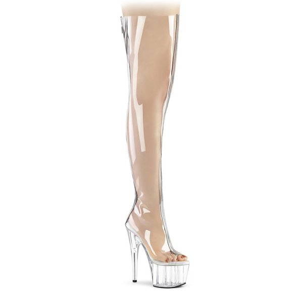 Clear Heeled Thigh High Boots - Picture 2 of 5